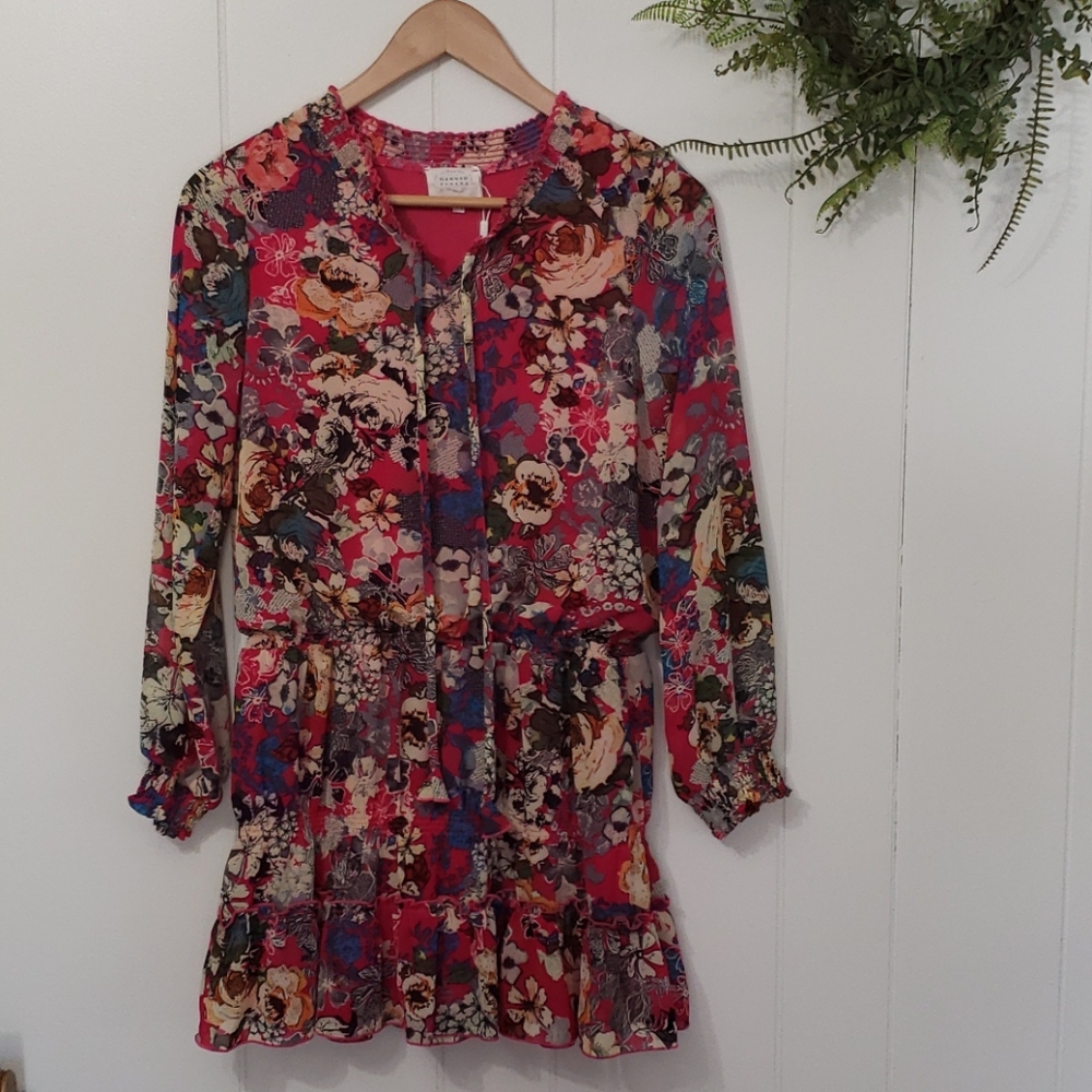 Hannah Banana by Sara Sara Dress Girls Youth 14 Pink Bohemian Floral Mini Boho